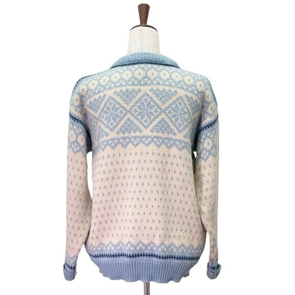 Dale of Norway Cardigan Blue White Wool Nordic Fair Isle Knit Sweater Large | 42 - Picture 4 of 16